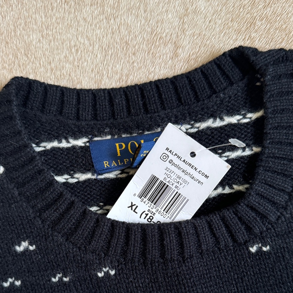 Polo by Ralph Lauren Black and White Skull Crewneck Sweater - Picture 2 of 5